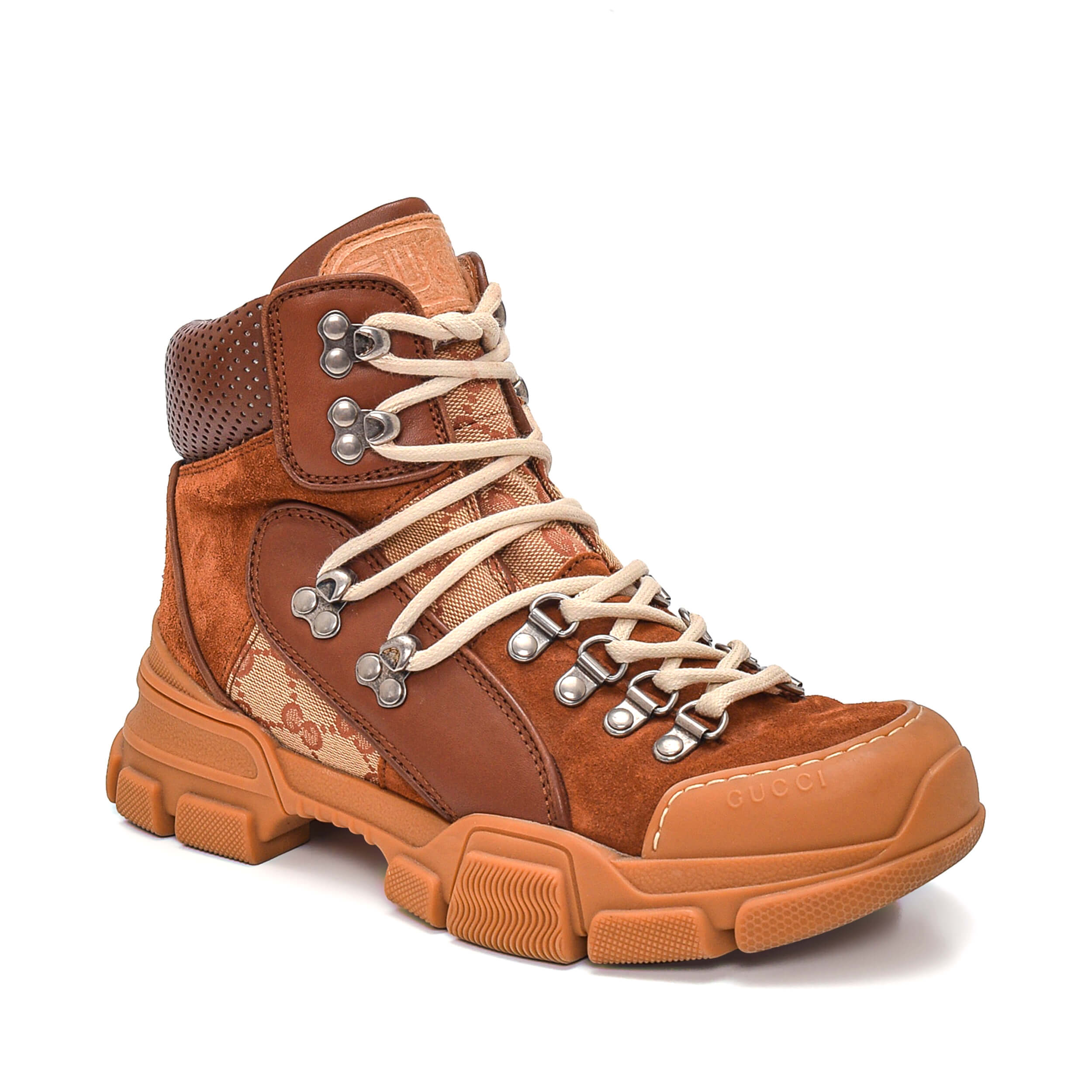 Gucci - Brown GG Supreme Detail Flashtrek High Ankle Sneakers / Boots